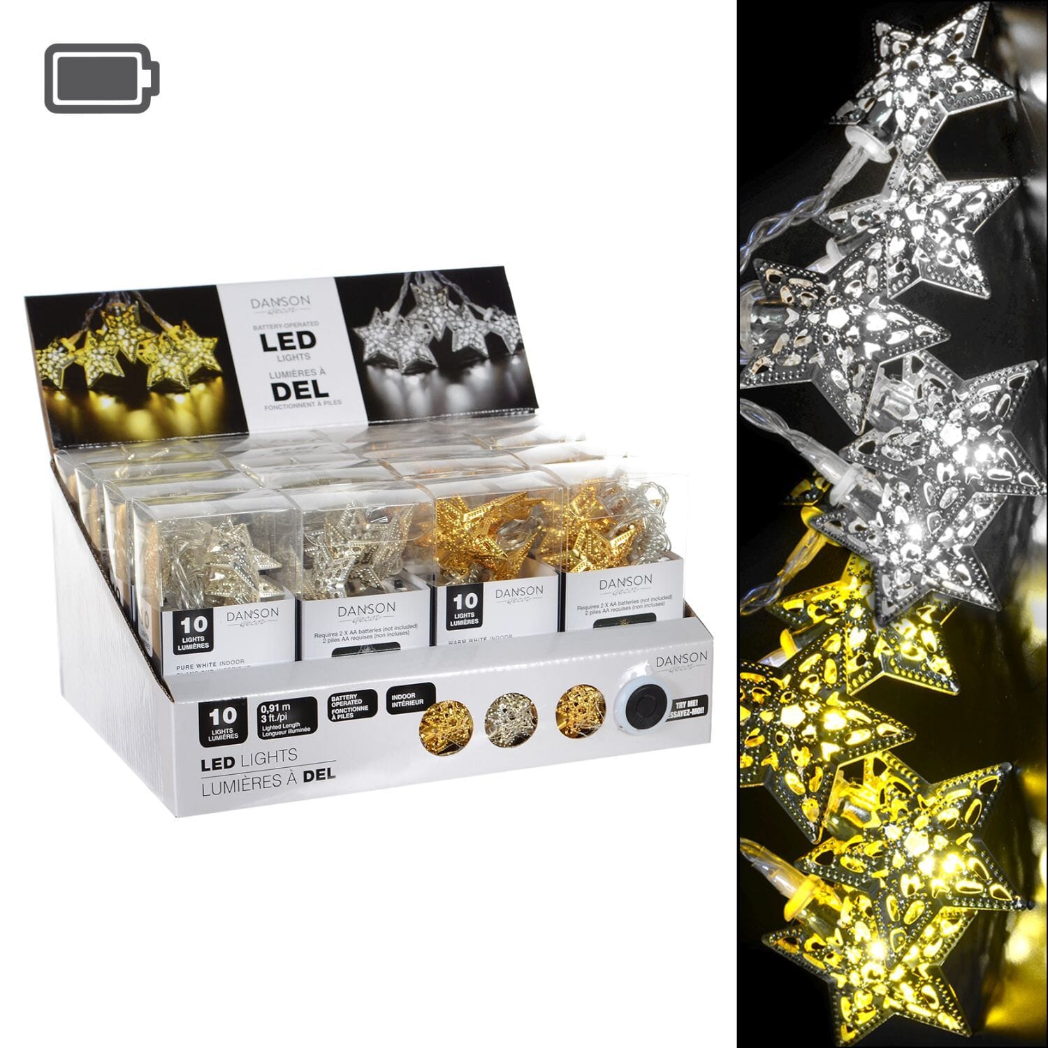 2 Asst B/O 10L Led Metal Star Light Set – Magasins Hart | Hart Stores