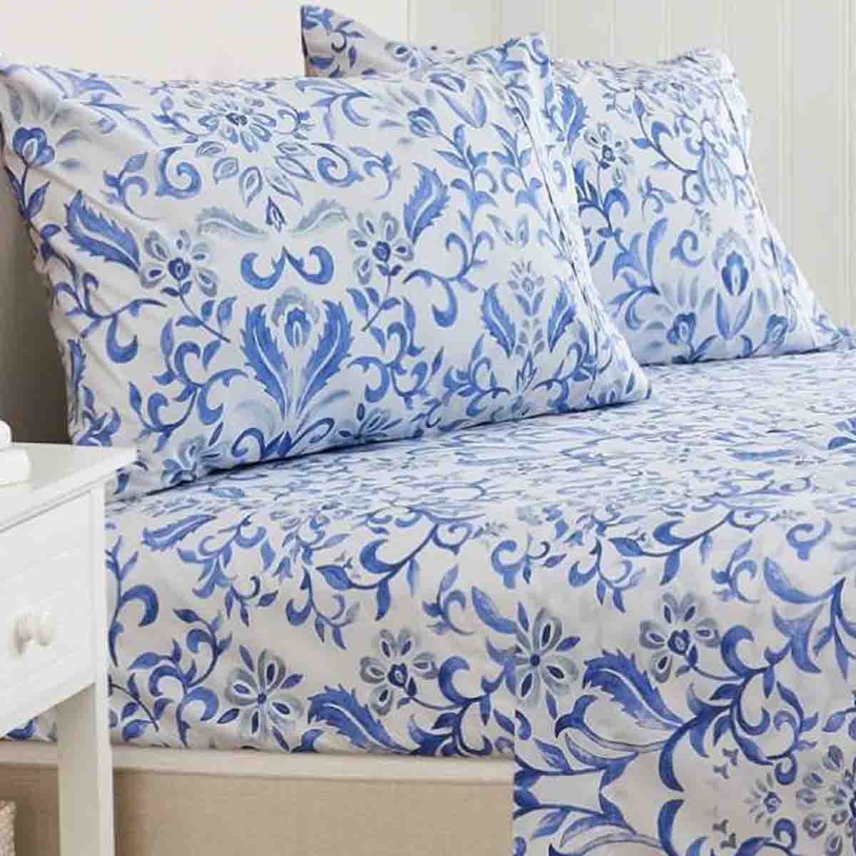 Lauren Taylor - 250 Thread Count Printed Cotton Sheet Set – Magasins ...