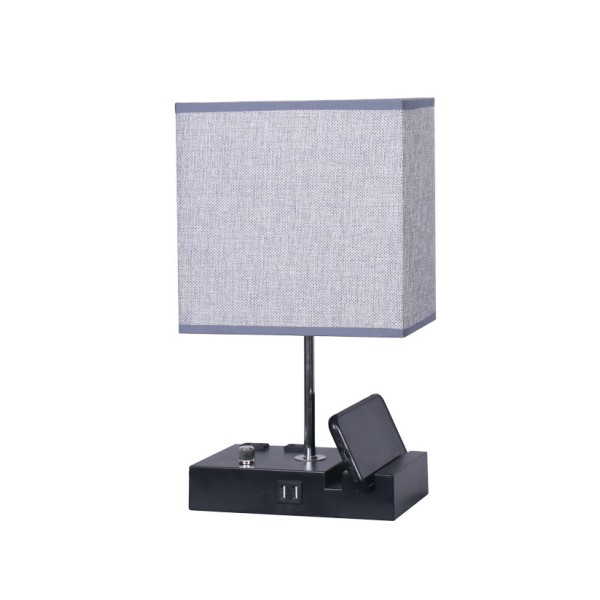 Table Lamp W/holder Black & Grey Sahde 20.32x25 USB
