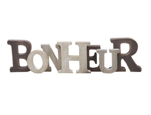 Wood Plaque Bonheur