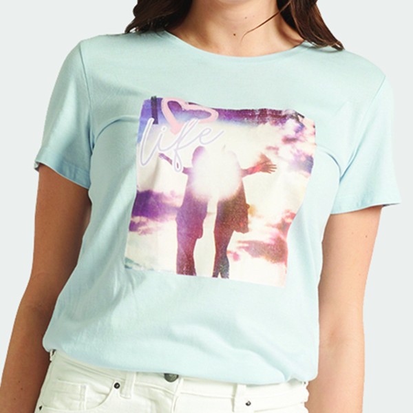 Light Blue Graphic T-Shirt - Life