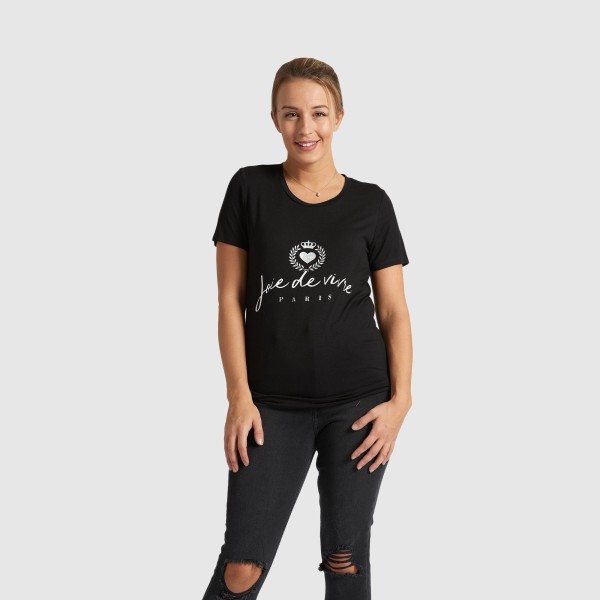 Black Graphic Letter T-Shirt - Joie de vivre