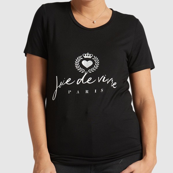Black Graphic Letter T-Shirt - Joie de vivre