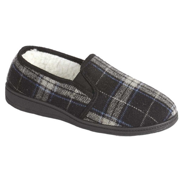 MEN'S PLAID SLIPPER WITH FUR/