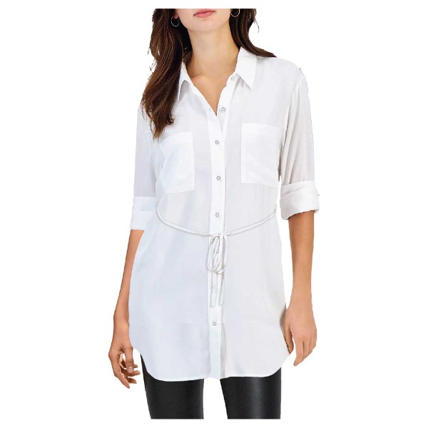 Woven Buttonfront Tunic With String Belt