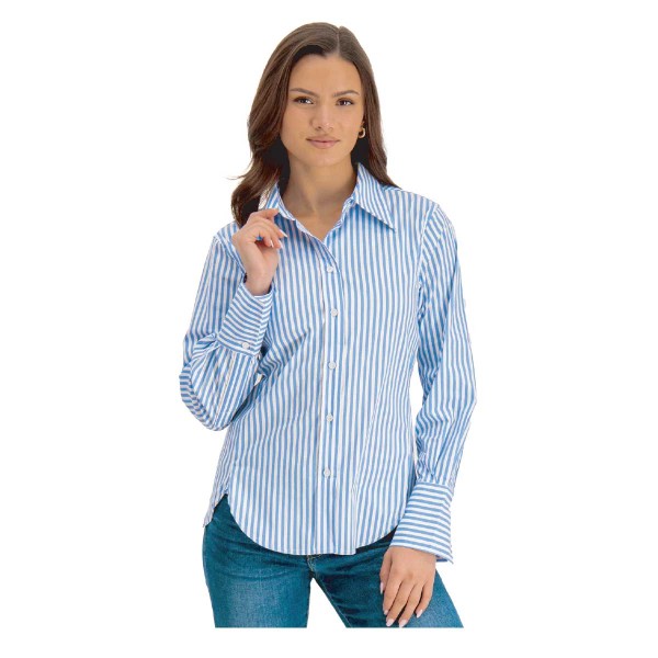 Ladies Stripe Button Blouse With Button