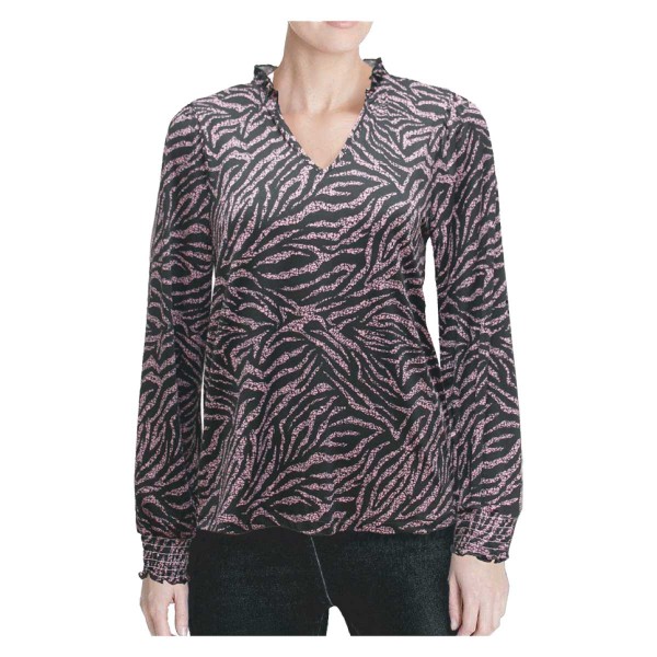 Aop Knit Crepe Top L/s Peasant Ruffle