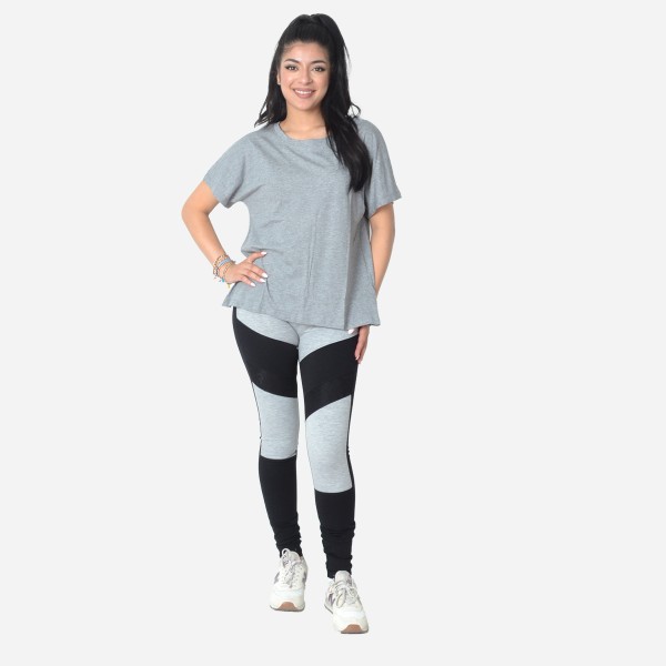 Legging Bicolore Avec Fermeture Éclair Dorée