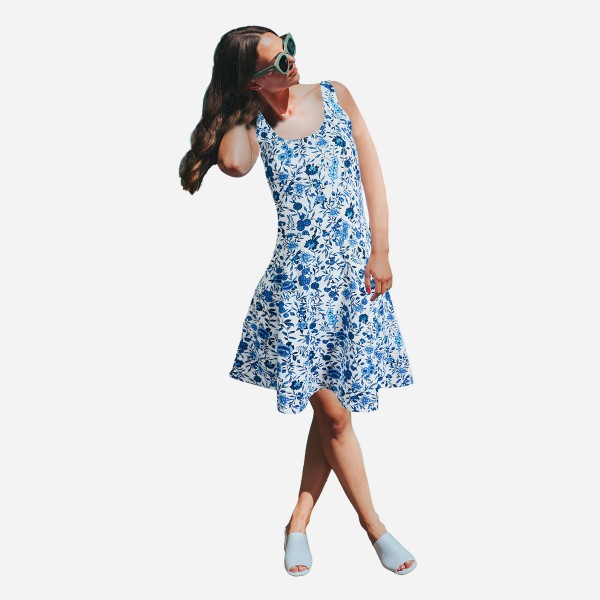 Round Neck Sleeveless Printed Sundress