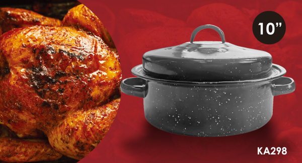 À la Cuisine - Rôtissoire ronde en émail de 10 po avec couvercle