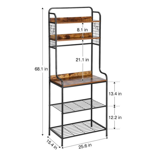 Bakers Metal Rack With Wood Shelves