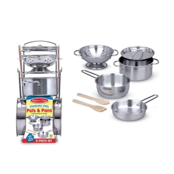 Melissa & Doug - 8 Piece Stainless Steel Toy Pots And Pans Set - Magasins Hart | Hart Stores