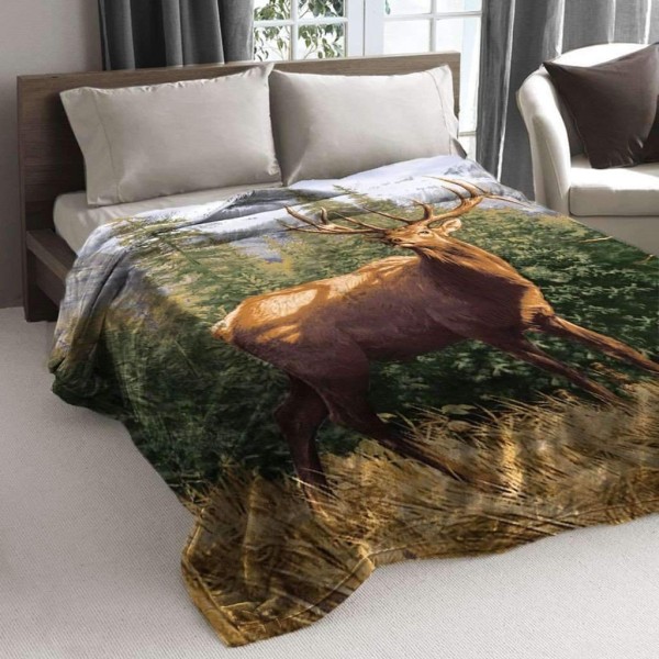 Lauren Taylor - Wildlife Printed Mink Blanket, Deer - Magasins Hart | Hart Stores