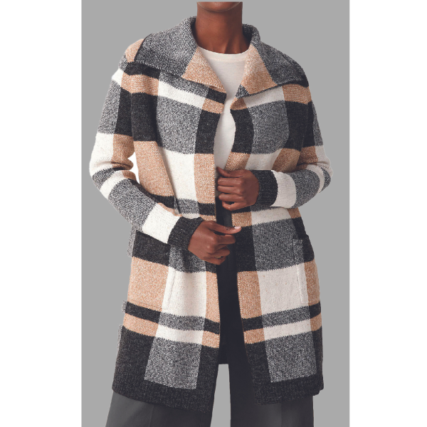 Cardigan à carreaux marron