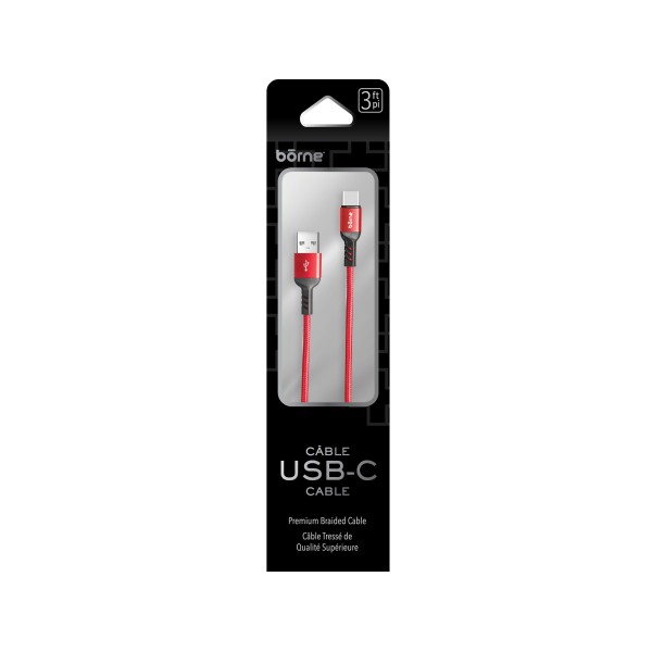 USB C PREMIUM BRAIDED CABLE WITH ALUMINUM TIPS 3FT
