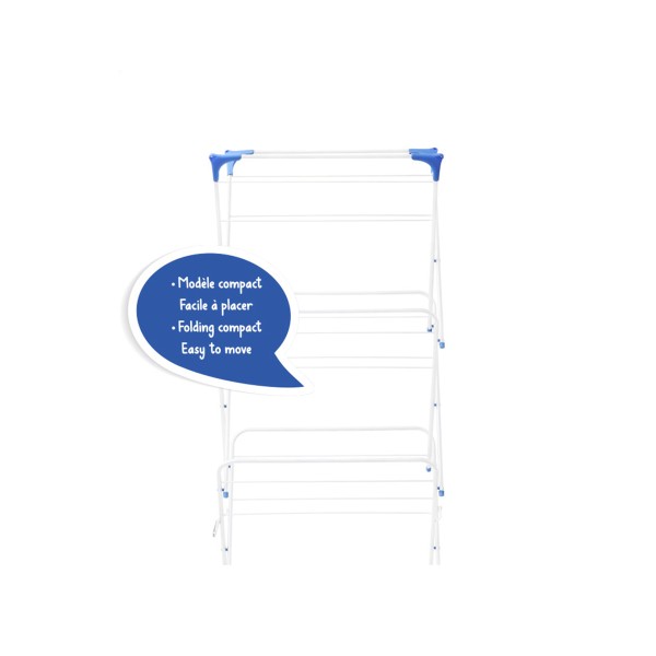 Laundry Drying Rack 3 Tier 60x38x148cm White & Blue
