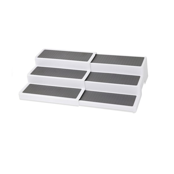 Étagère de rangement extensible blanc/gris