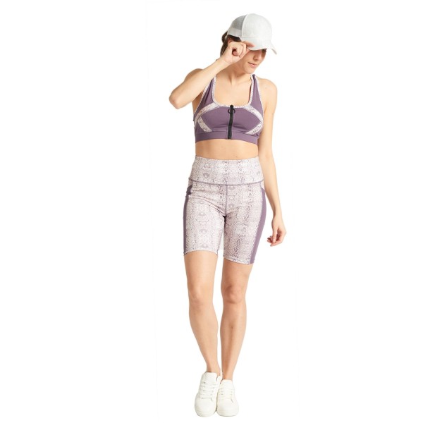 Soutien-gorge de sport d'entraînement avec zip - Violet foncé avec imprimé serpent