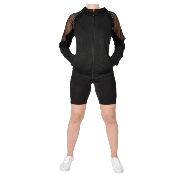 Black Mesh Hooded Jacket