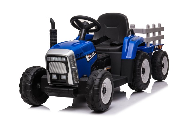 Camion agricole électrique pour enfant, 12V 4.5AH*1 + 2 moteurs, bleu, télécommandé 2.4G