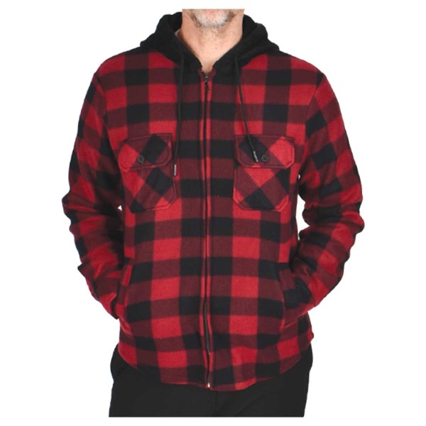 Men's Collar Flannel Top With Black Flan/red