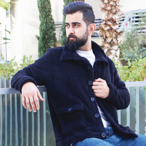 Veste Sherpa pour hommes, noire