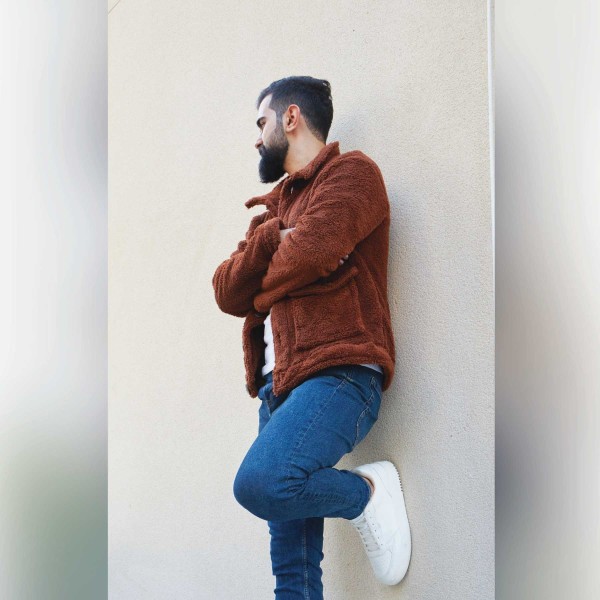 Veste Sherpa pour homme - marron