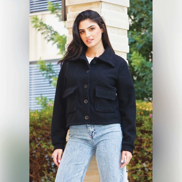 Veste bouclée boutonnée