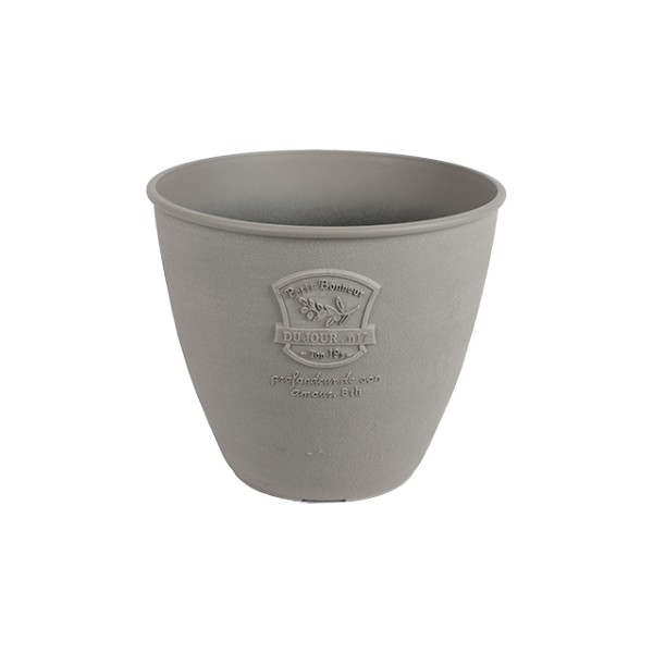 Planter 10.4in Round Antique Style Plastique White Taupe
