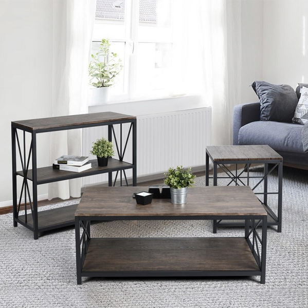 Maeve - Table console à 3 niveaux avec cadre en métal