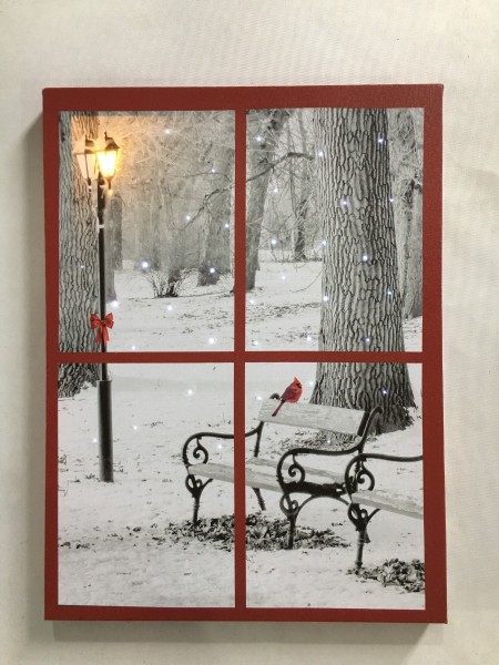 Art mural sur toile imprimée avec DEL | Fenêtre de Noël 30 x 40