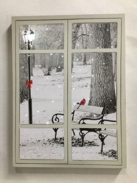 Art mural sur toile imprimée avec DEL | Fenêtre de Noël 30 x 40