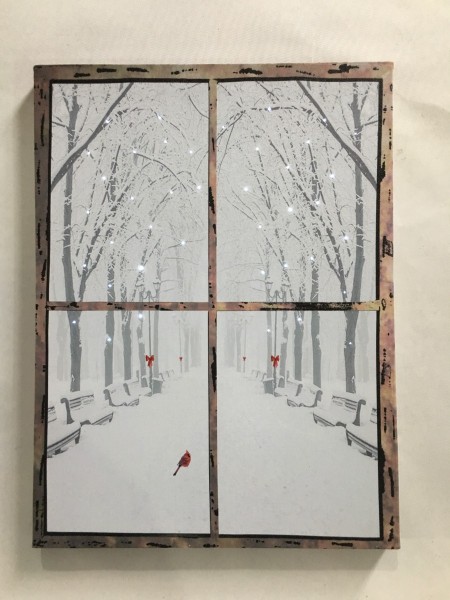 Art mural sur toile imprimée avec DEL | Fenêtre de Noël 30 x 40