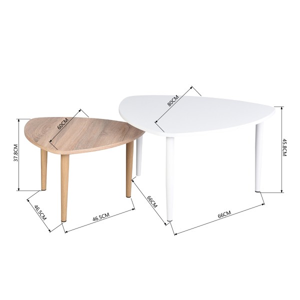 Agatha | Ensemble de 2 tables basses | Tube en acier avec dessus de table en PB