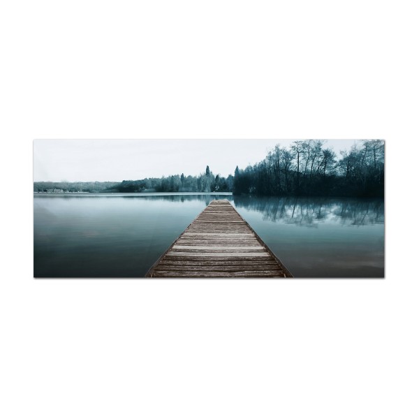 Canvas 60x150 Dock On Water Scene Trees