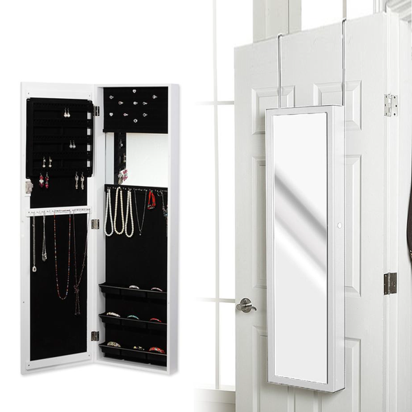 Overdoor White Jewelry Mirror Cabinet