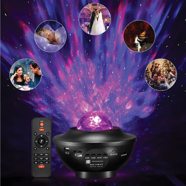 WATTSON | Veilleuse avec projecteur DEL, musique de nuit étoilée, télécommande et USB