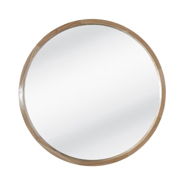 Cadre en bois miroir rond 80x80 cm naturel