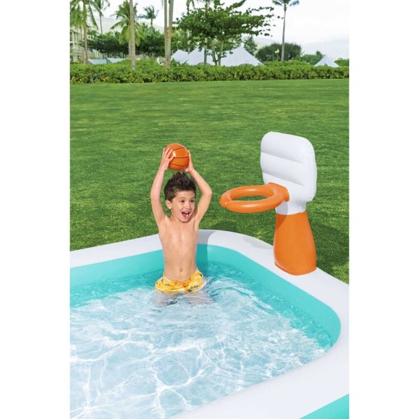 Bestway® Piscine familiale gonflable avec panier de basket ''Dunk n’ Splash™'' 2,51 m x 1,68 m x 1,02 m