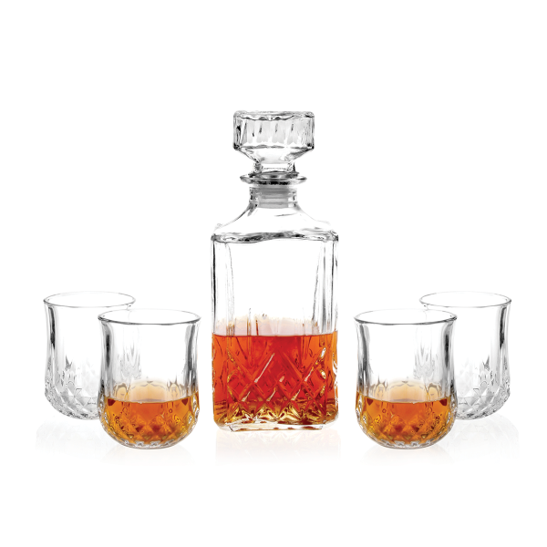 Serve up your drink of choice in the CKOTT Whiskey Set.
Perfect for entertaining guests or enjoying a leisurely drink at home.
Luxurious, crystal clear glass design.
Includes:
4 glasses, 1 decanter