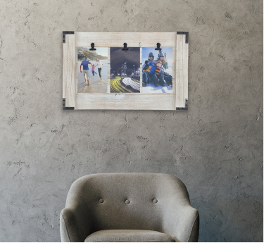 Planche à pinces pour photos en bois
