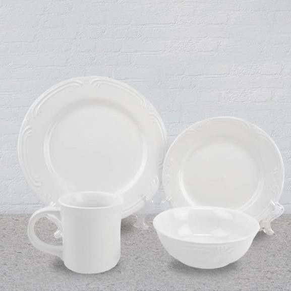 Service de table Palerme 16pc blanc gaufré