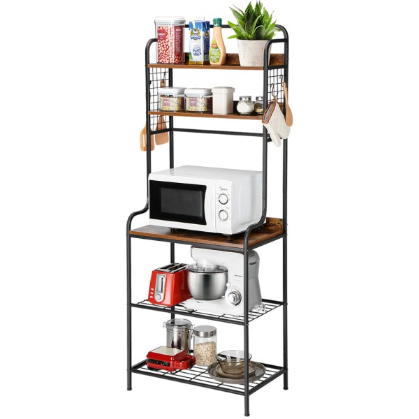 Bakers Metal Rack With Wood Shelves