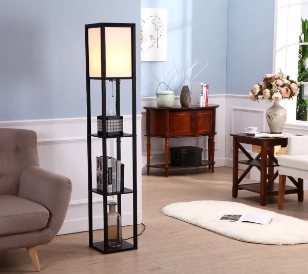 Floor Lamp with Shelf Organizer