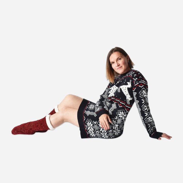 Sweater Knit Xmas Printed Dress