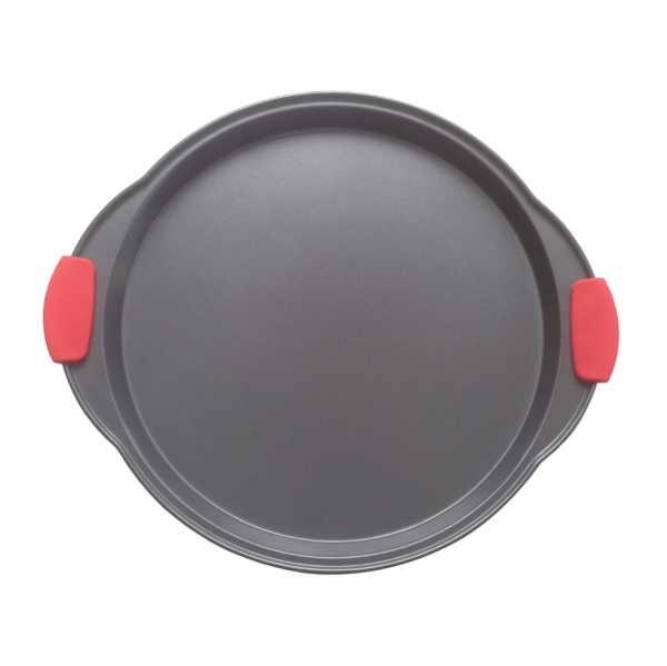 Non Stick Pizza Pan with Silicone Handles