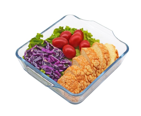 Plat de Cuisson Carré en Verre à Haute Teneur en Borosilicate 1.5L