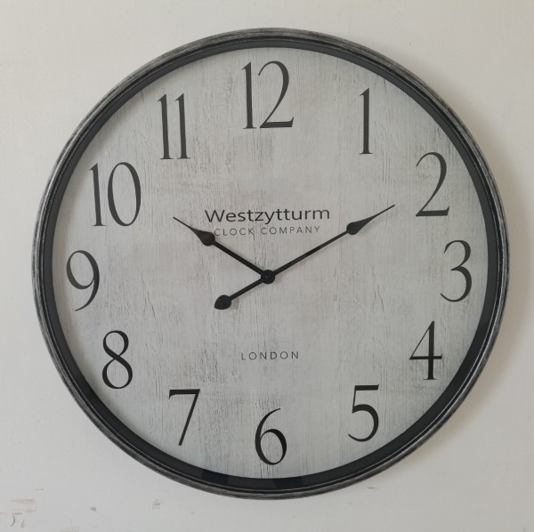Vintage Clock White Wood 30in