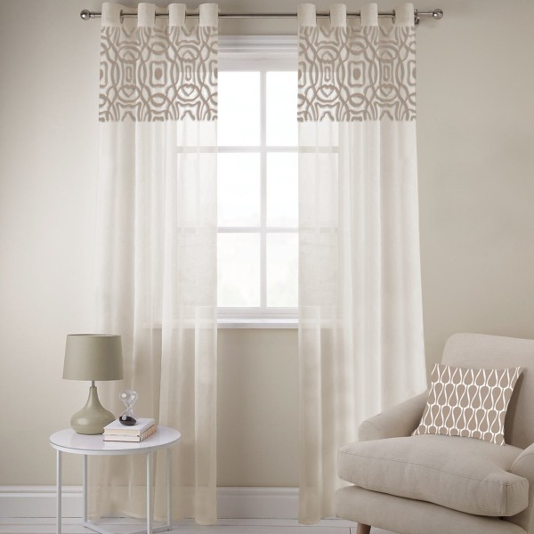 Alison - Embroidered Top Faux Linen Grommet Panel - Magasins Hart | Hart Stores