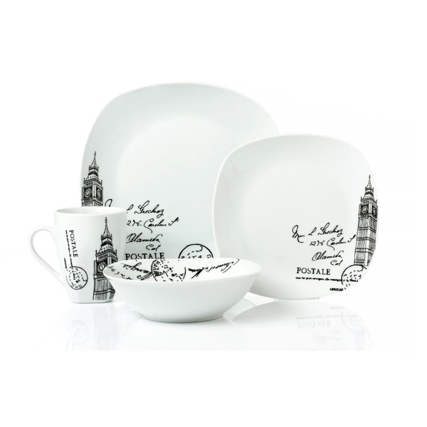 Sandra Venditti - London - 16 Piece Porcelain Dinnerware Set - Magasins Hart | Hart Stores